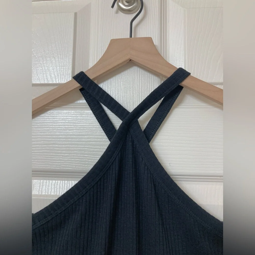 Old Navy Women’s Black Fitted Rib Knit Halter Midi Dress XL Resort Beach Summer - Picture 4 of 9